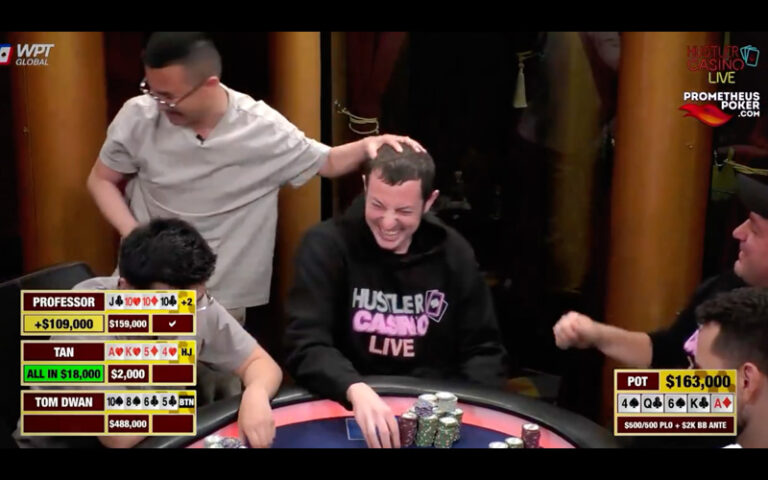 Tom Dwan在Hustler Casino与PLO“教授”对决，惨遭痛击
